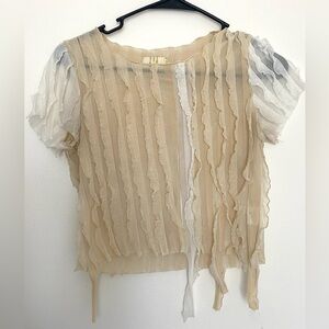Sheer Cream Ruffle Top
